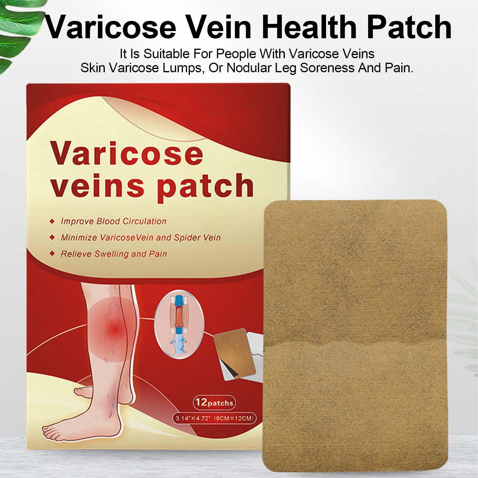 Parche de microagujas Vein Target: pasta para la circulación de 12 piezas, reducción de la hinchazón varicosa, aplicación externa para la salud, mejora la circulación, reduce la hinchazón de las piern