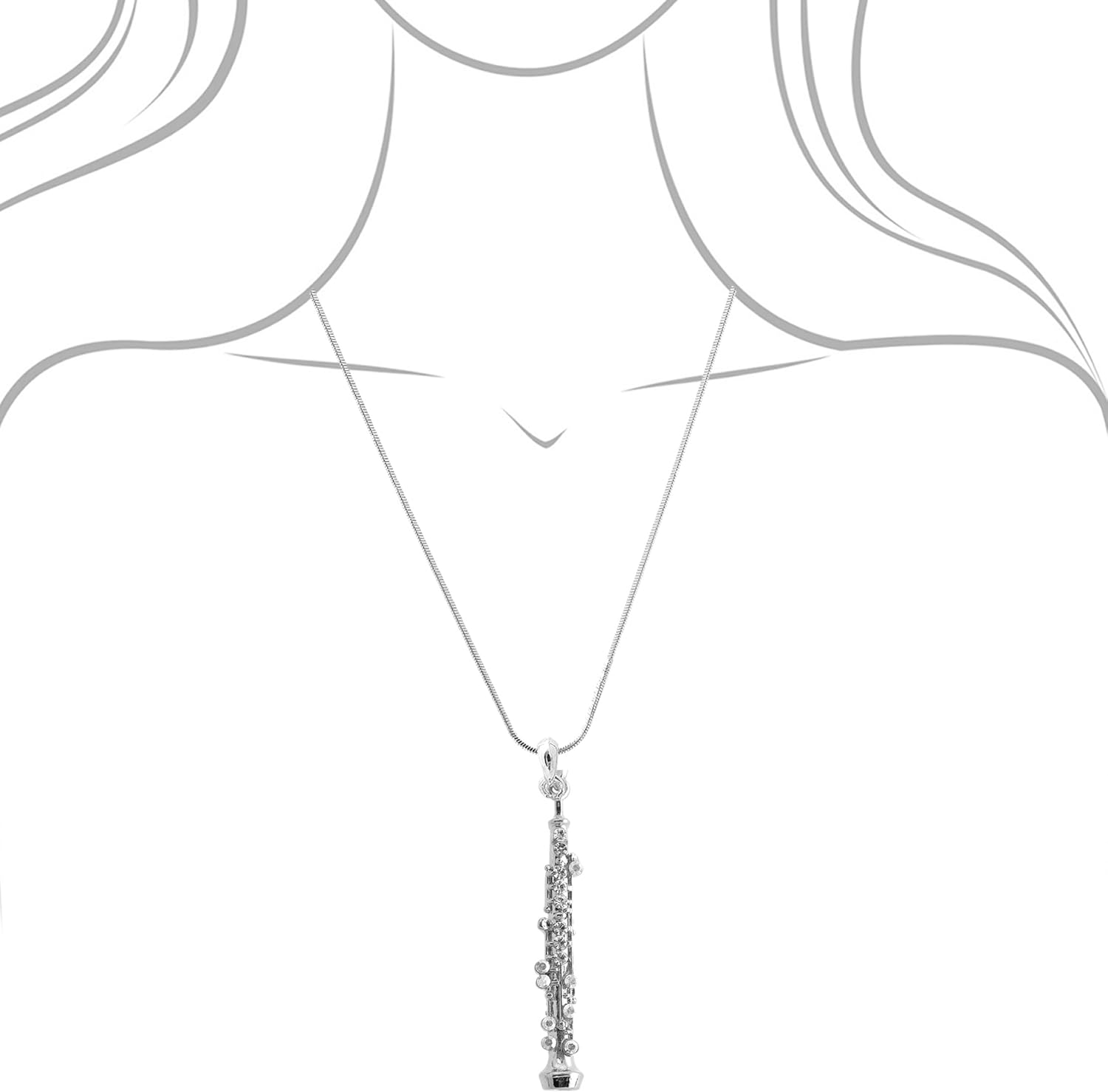 Spinningdaisy Crystal Oboe Music Instrument Necklace - Image 5