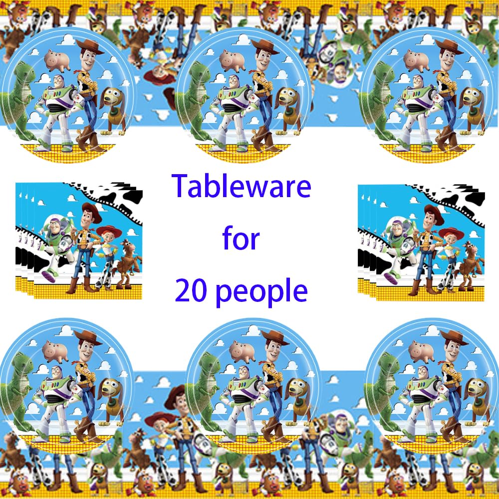 Set Vaisselle Fête DecPtyTa Pour 20 Personnes - Assiettes, Serviettes, Nappe - Déco Anniversaire Thématique