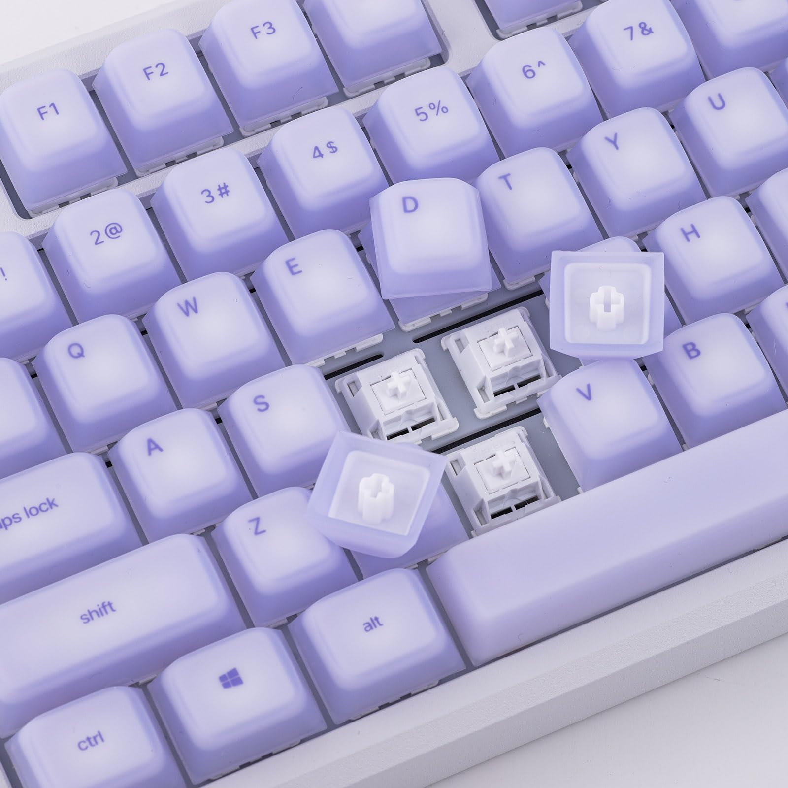 EPOMAKER AegisSil Keycap Set, Material de Silicona,Perfil Cherry,113 Teclas,Tamaños 65%/75%/96%/Completo, Juego de Teclas Personalizadas para Teclados Mecánicos Cherry MX,Kailh,Outemu,Gateron (Morado)