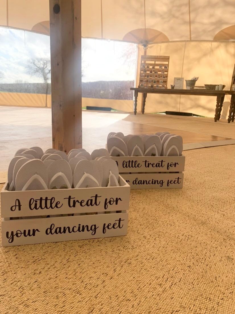 JasonCarlMorgan WinsterCreations A Little Treat for Your Dancing Feet - Flip Flop Box Stickers for Weddings Or Parties - Vinyl Only White