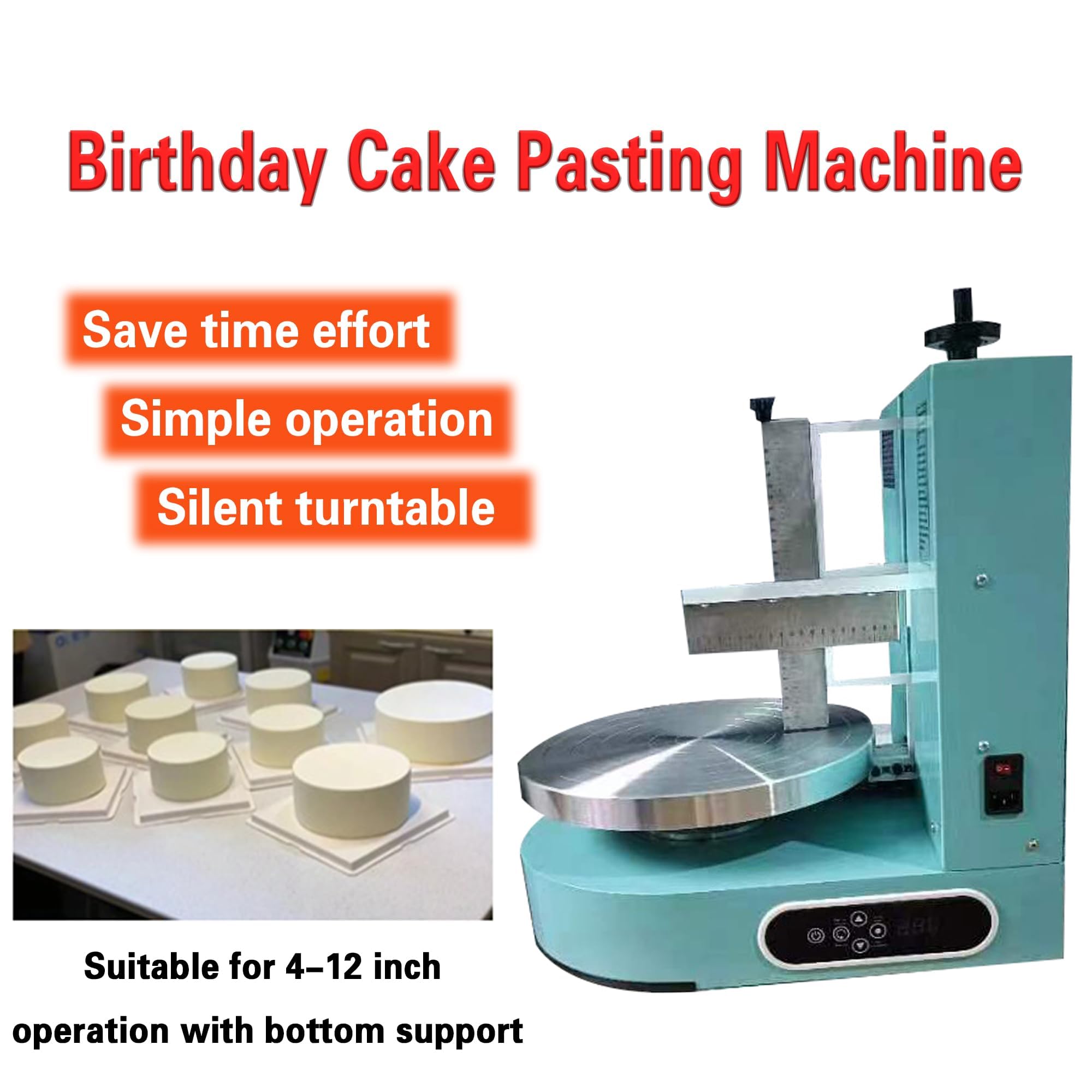 Machine à glacer Les gâteaux - Étaleur Automatique de crème à gâteau - Lisseur à glaçage en Acier Inoxydable à Vitesse réglable pour la décoration de gâteaux Professionnelle