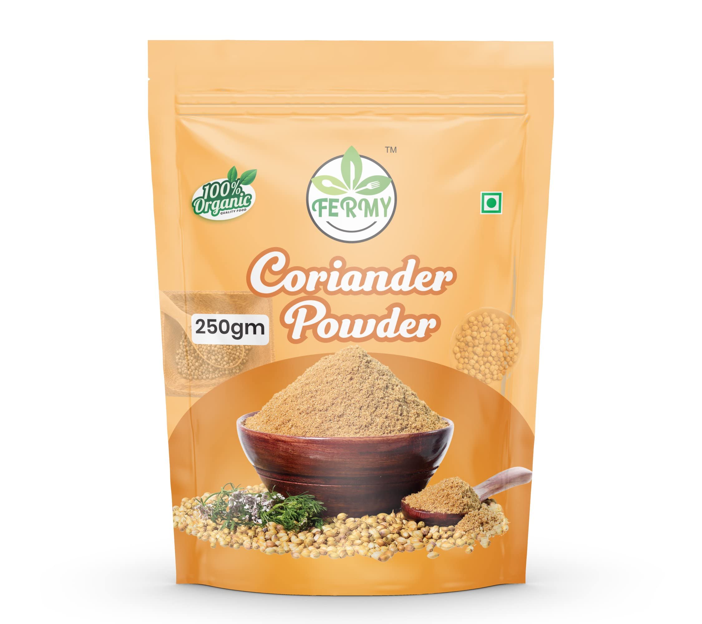 FERMY Coriander Powder Organic Dhaniya Powder Hand Ground Dhania Fresh Indian Masala For Cooking (250 Gm)