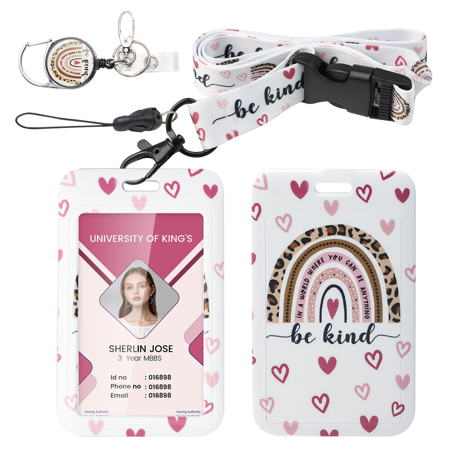 Kartenhülle mit Band,Kartenhülle Dienstausweis Hülle mit Clip Ausweishülle | Einziehbare Badge Holders Ausweishülle ID Holder,Schlüsselband Rosa für Kreditkarten,Näherungsschlüsselkarten,Führerscheine