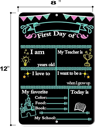 Miniatura 4 de Letrero de pizarra para fotos del primer día de escuela para niños, niñas y niños, letrero de estilo tablero de regreso a la escuela, jardín de
