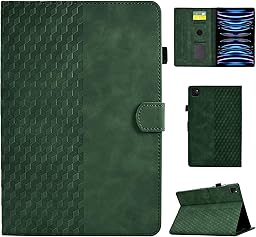 Hülle für iPad Air 13 Zoll Hülle M2 2024, iPad Pro 12,9 Zoll 2022/2021/2020/2018(6./5./4./3. Generation), PU Leder Tablette Schützhülle Multi-Winkel Ständer Cover Case mit Auto Schlaf/Wach, Grün