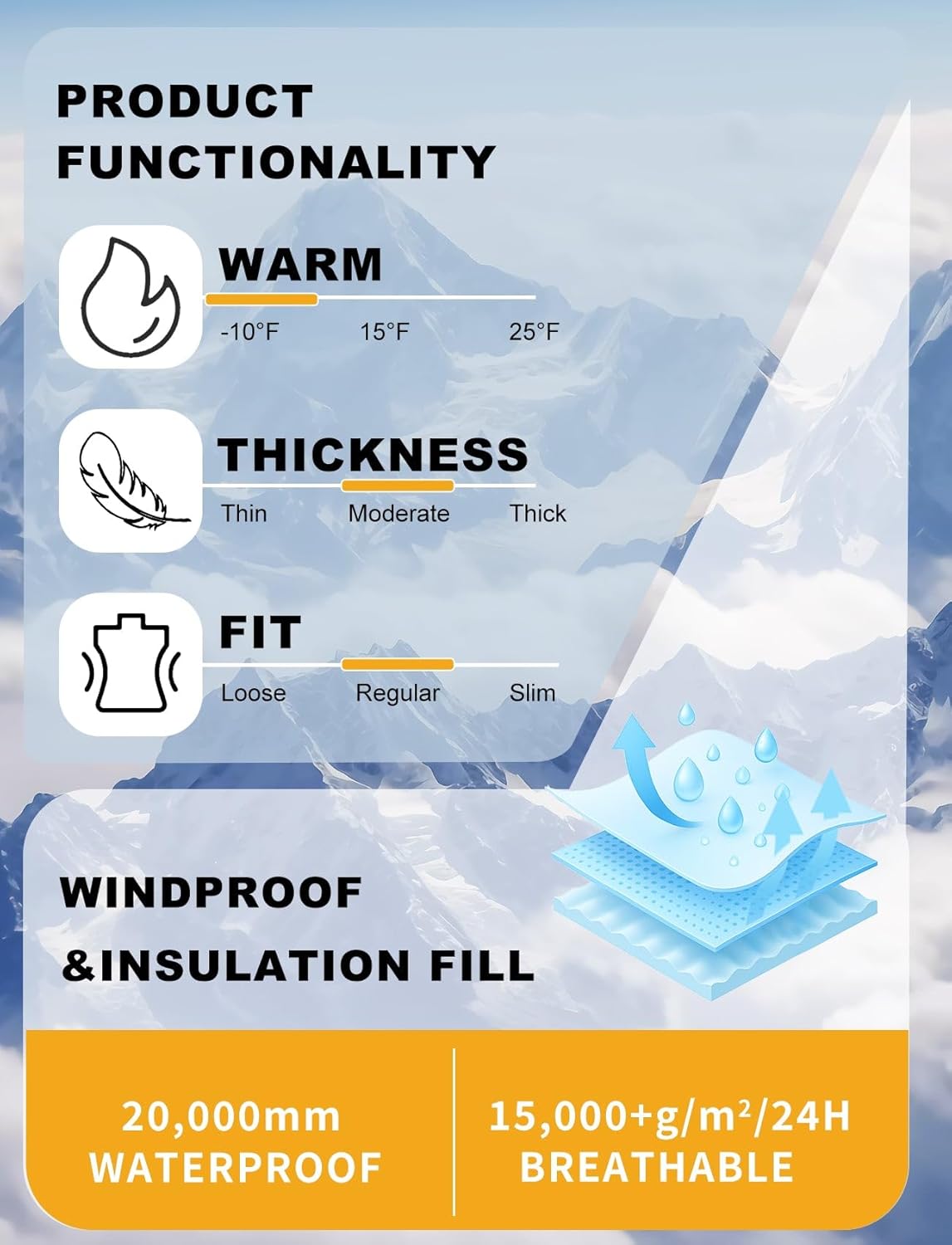 GSOU SNOW Men Ski Jacket Women Baggy Snowboard Jacket Snow Coat Mountain Jacket Hooded Waterproof Windproof Reflective Strip - Image 6