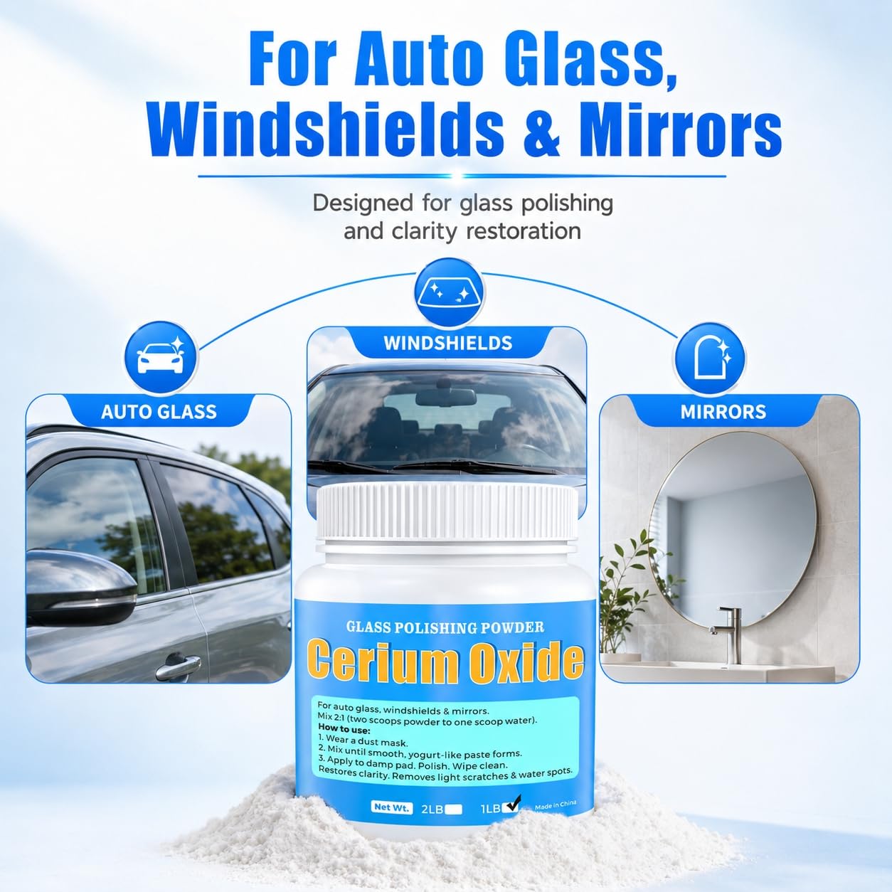Cerium Oxide Glass Polish - Scratch & Spot Repair -3