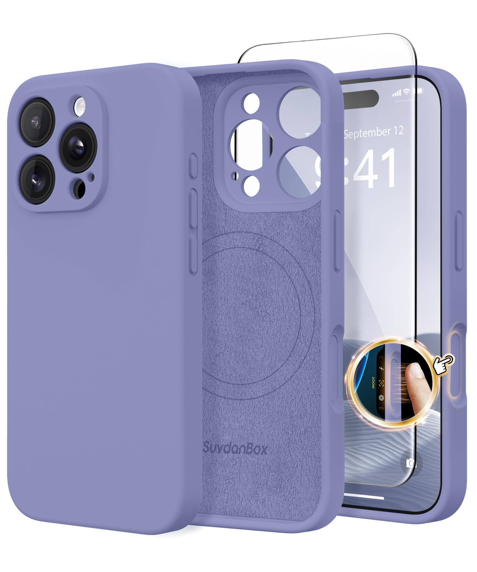 Magnetic for iPhone 16 Pro Max Case Silicone Lavender Gray