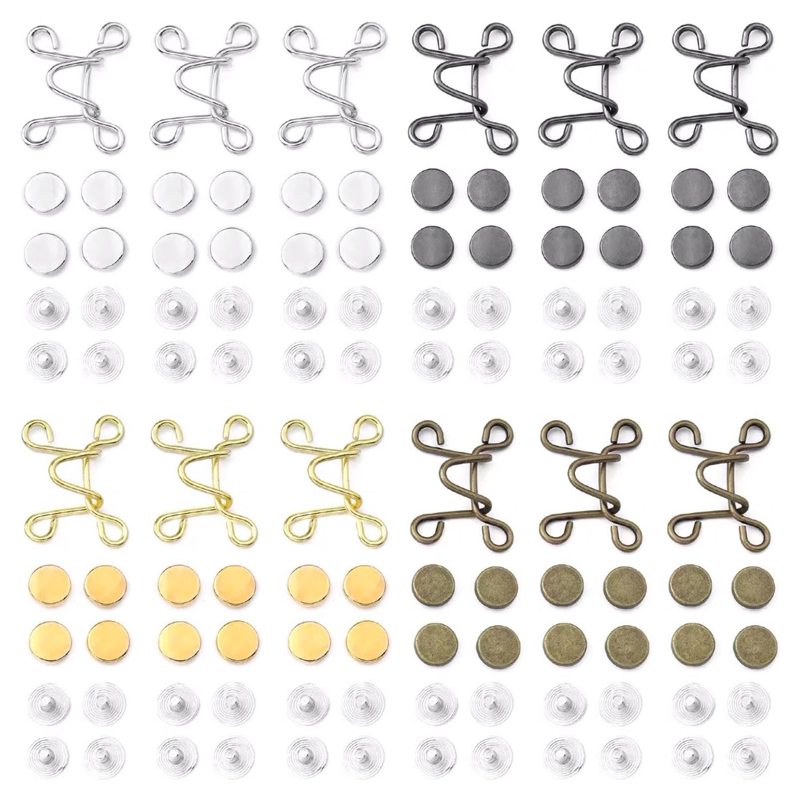 DSFSAEG12Pcs/4Sets Pants Waist Tightener, Adjustable Waist Buckle Clips No Sewing Detachable Jean Button Pins Tighten Buttons Waistband Tightener for Loose Jeans Pants Men Women