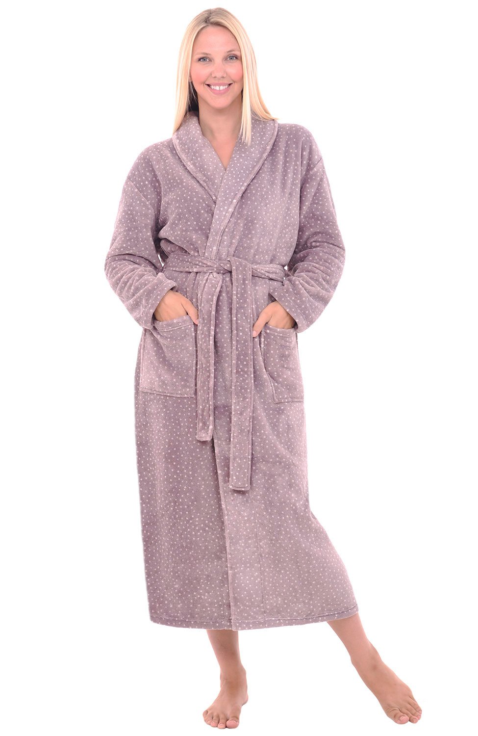 Alexander Del Rossa Plush Robe for Women, Long Fleece Winter Bath Robe, Plus Size