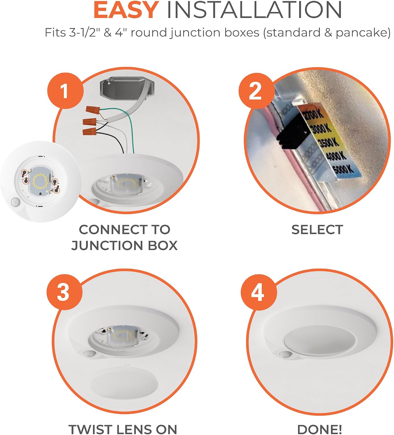 Halo HLCE 6-Inch Indoor/Outdoor LED Motion Sensor Ceiling Light with CCT Select, Dimming, CA Compliant - Matte White