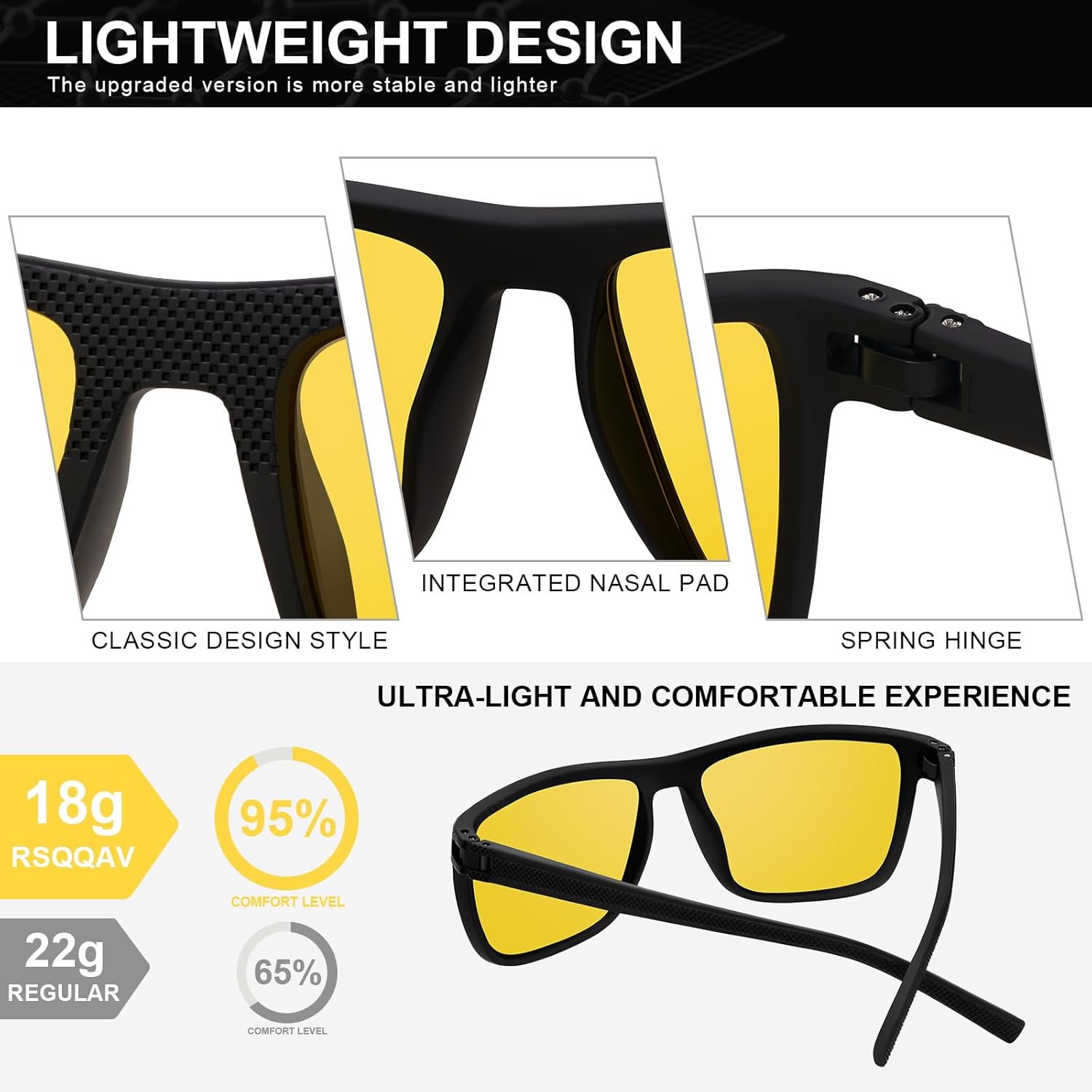 Polarized Sunglasses for Men Square Lightweight Frame Sun Glasses UV Protection for Driving Fishing Golf