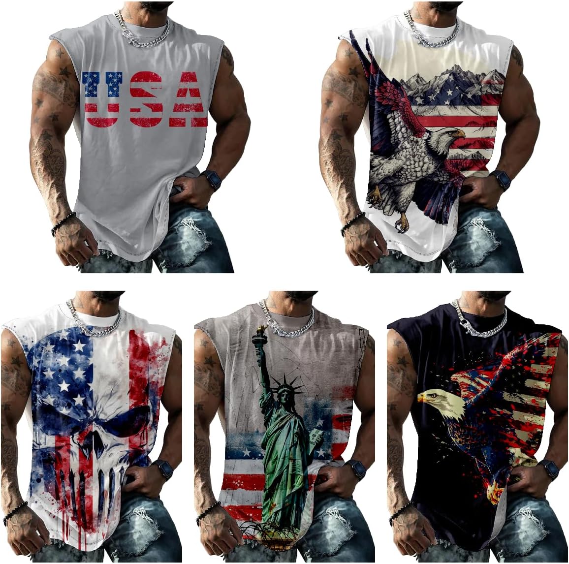 Muscle Shirts for Men Graphic Tank Top Summer Mens Sleeveless Shirts Quick Dry Cool 3D Design Bodybuilding Tee - Image 4