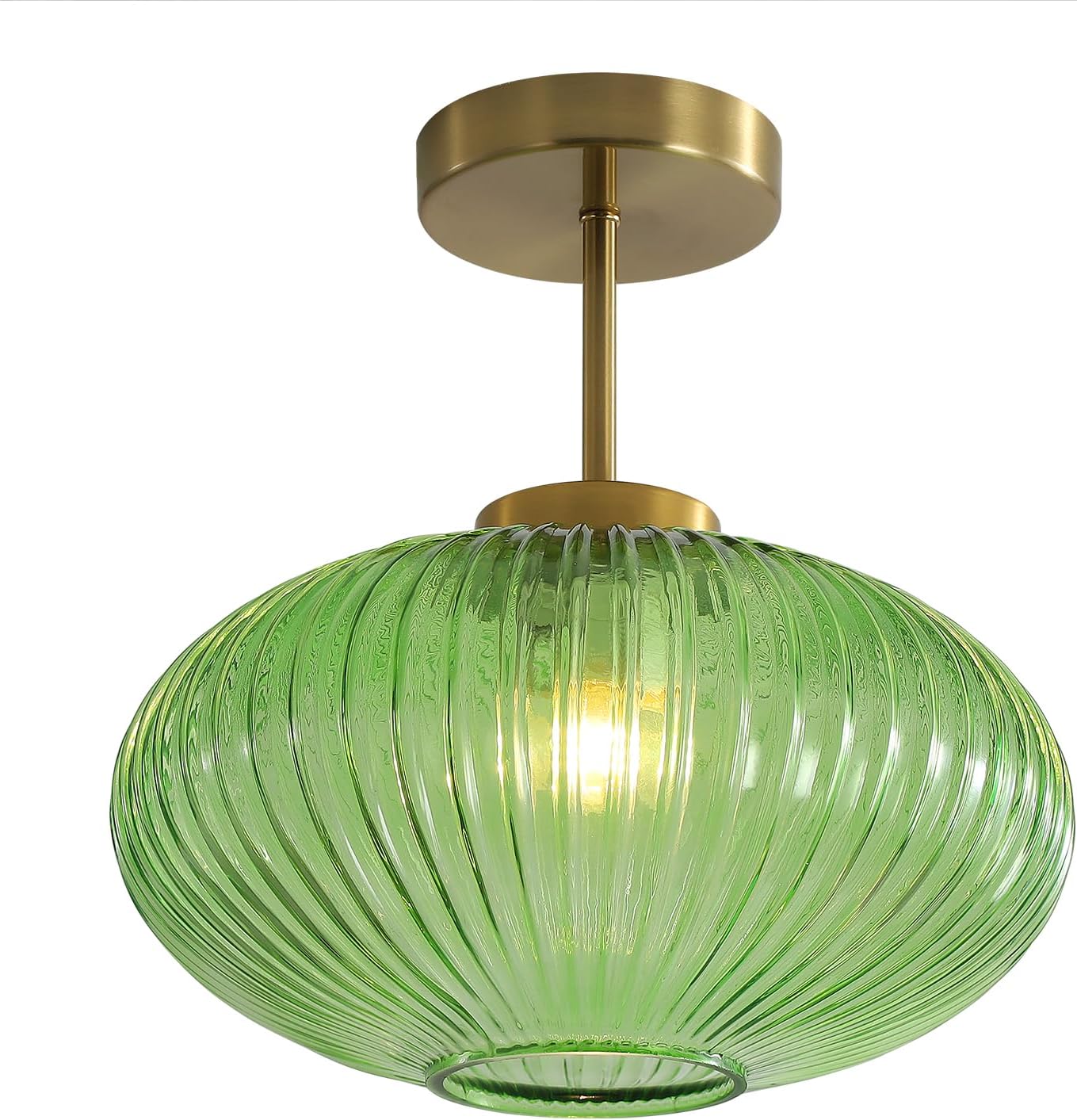KCO Lighting Amber Globe Flush Light Modern Hallway Ceiling Light Fixtures Brass Gold Semi Flush Mount Ceiling Light Mid Century Entryway Ceiling Lamp