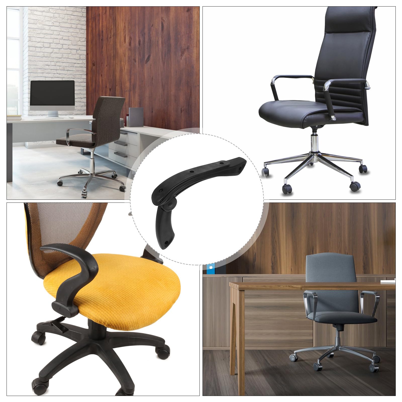 ifundom Braccioli per Sedia Ergonomici in Plastica Resistenti, Set da 2 Pezzi per Sostituzione, Accessori per Sedie da Ufficio e Casa, Protezione Antiurto e Comfort Quotidiano