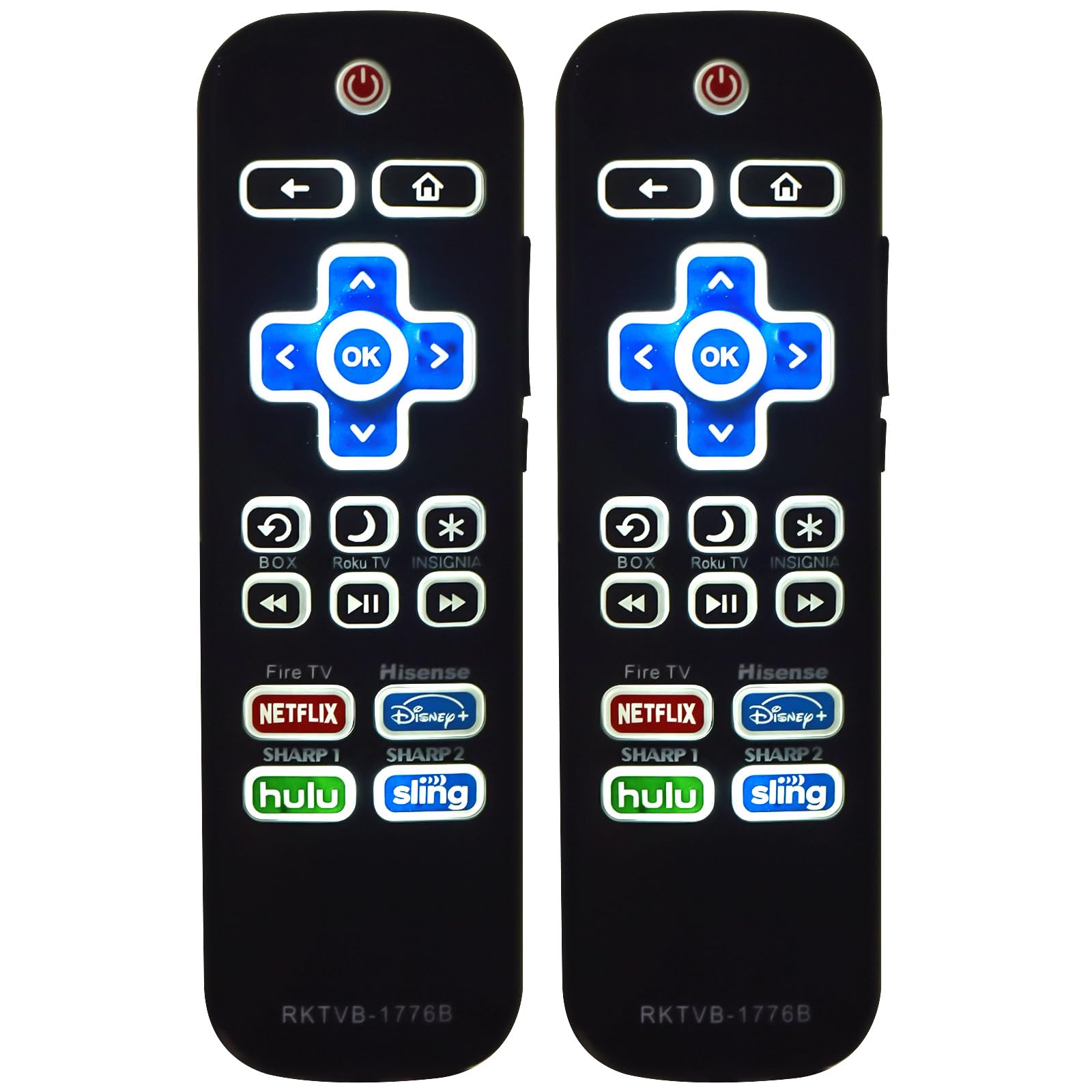Photo 1 of (Pack of 2) Backlit Remote Control for Roku TV,Replacement for TCL/Hisense/Sharp/Philips/Onn/Element/Insignia/Westinghouse Roku TV (NOT for Roku Stick and Box)?1 Year Warranty