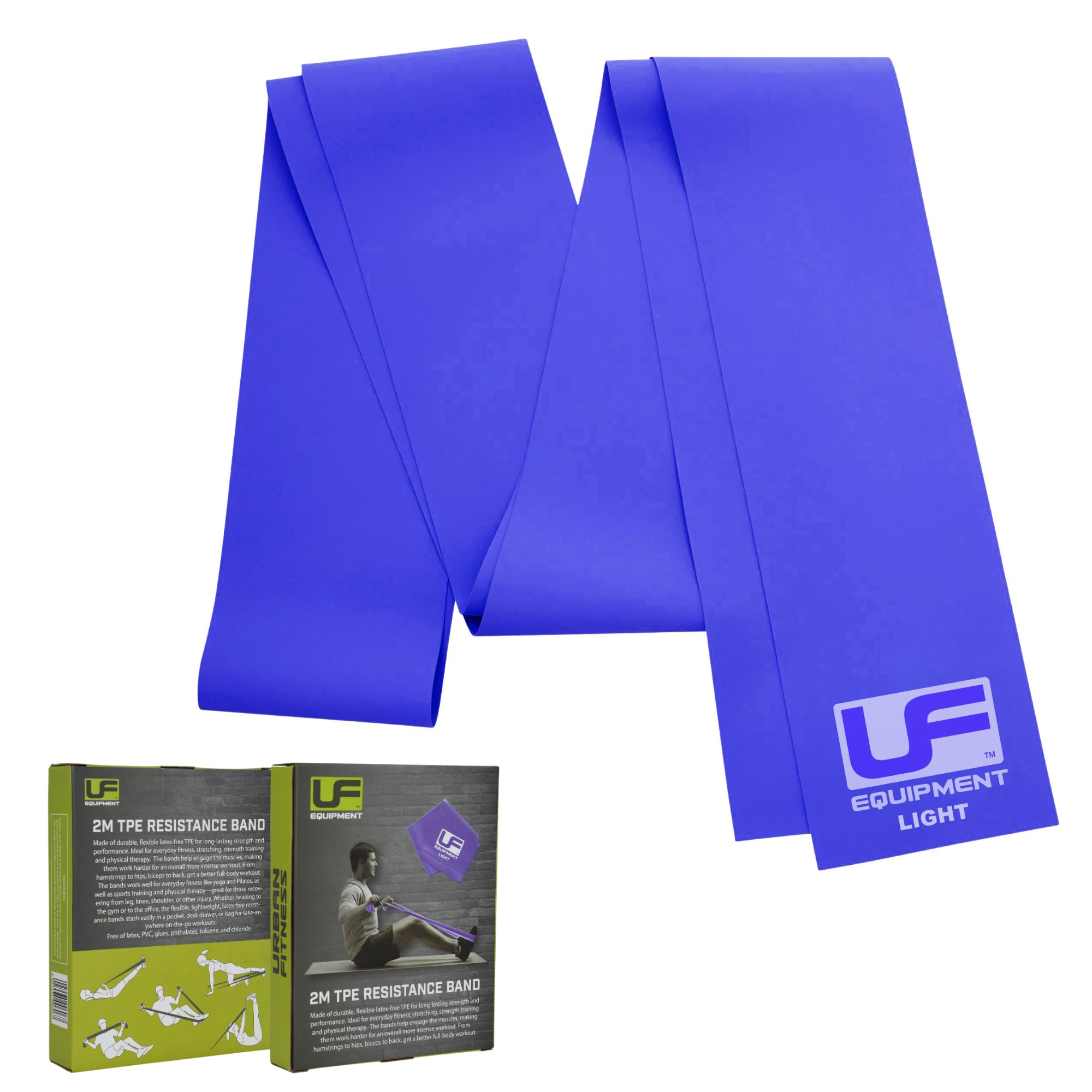Urban Fitness 2m Exercise TPE Resistance Band Latex Free Durable for Full Body Workouts, Purple, Light Strength