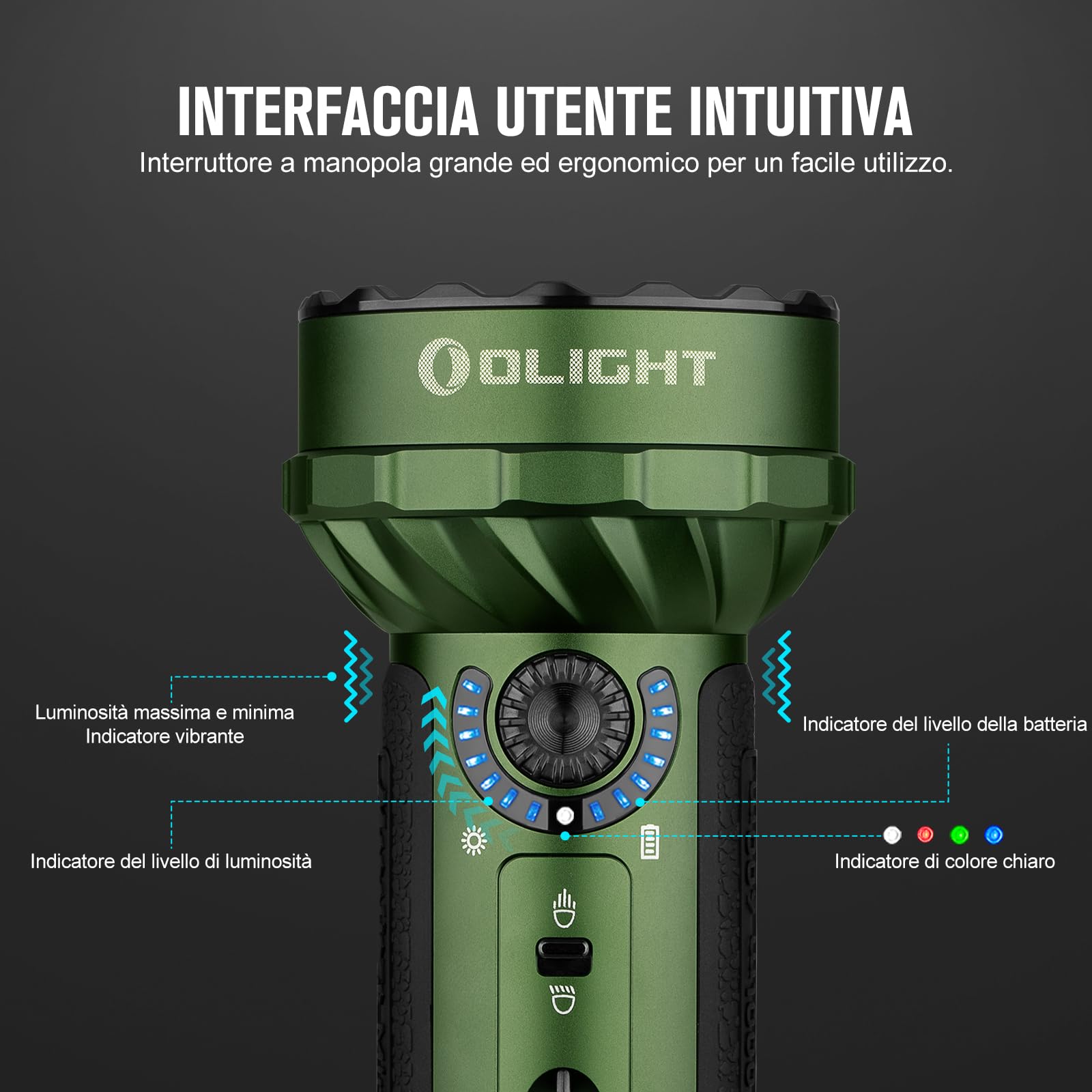 OLIGHT Marauder Mini Torcia Professional Power LED, Max 7000 Lumen, Impermeabile IPX8,5 Modalità, Proiettore, Riflettori e Torcia LED RGB USB Ricaricabile ad Alta Potenza per Escursioni, Campeggio