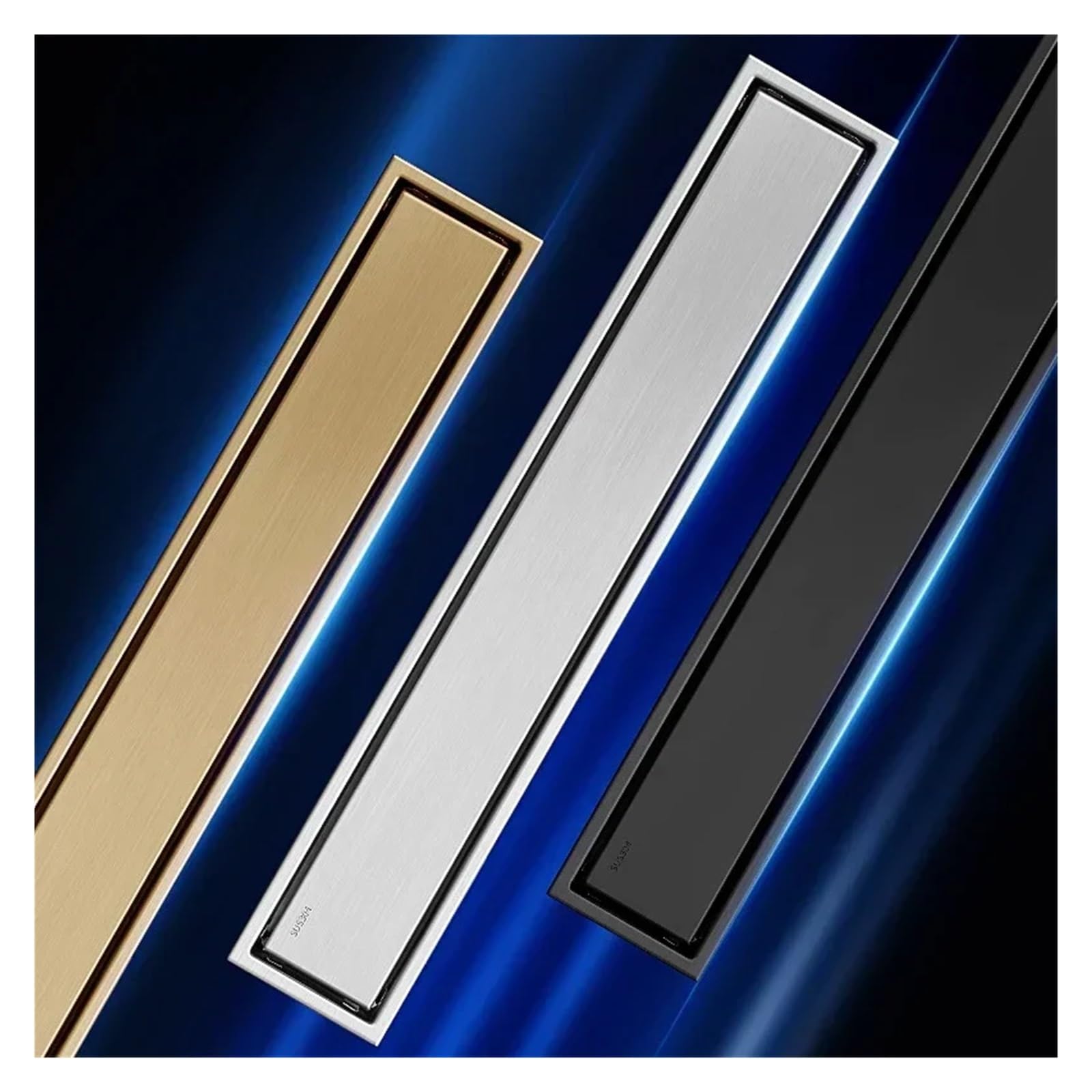 Desagüe de Suelo Invisible de Acero Inoxidable 304 para Ducha - Accesorios de baño Ocultos, Lado d, 10x50cm, antiobstrucción, fácil Limpieza, diseño Moderno para Cuartos húmedos.