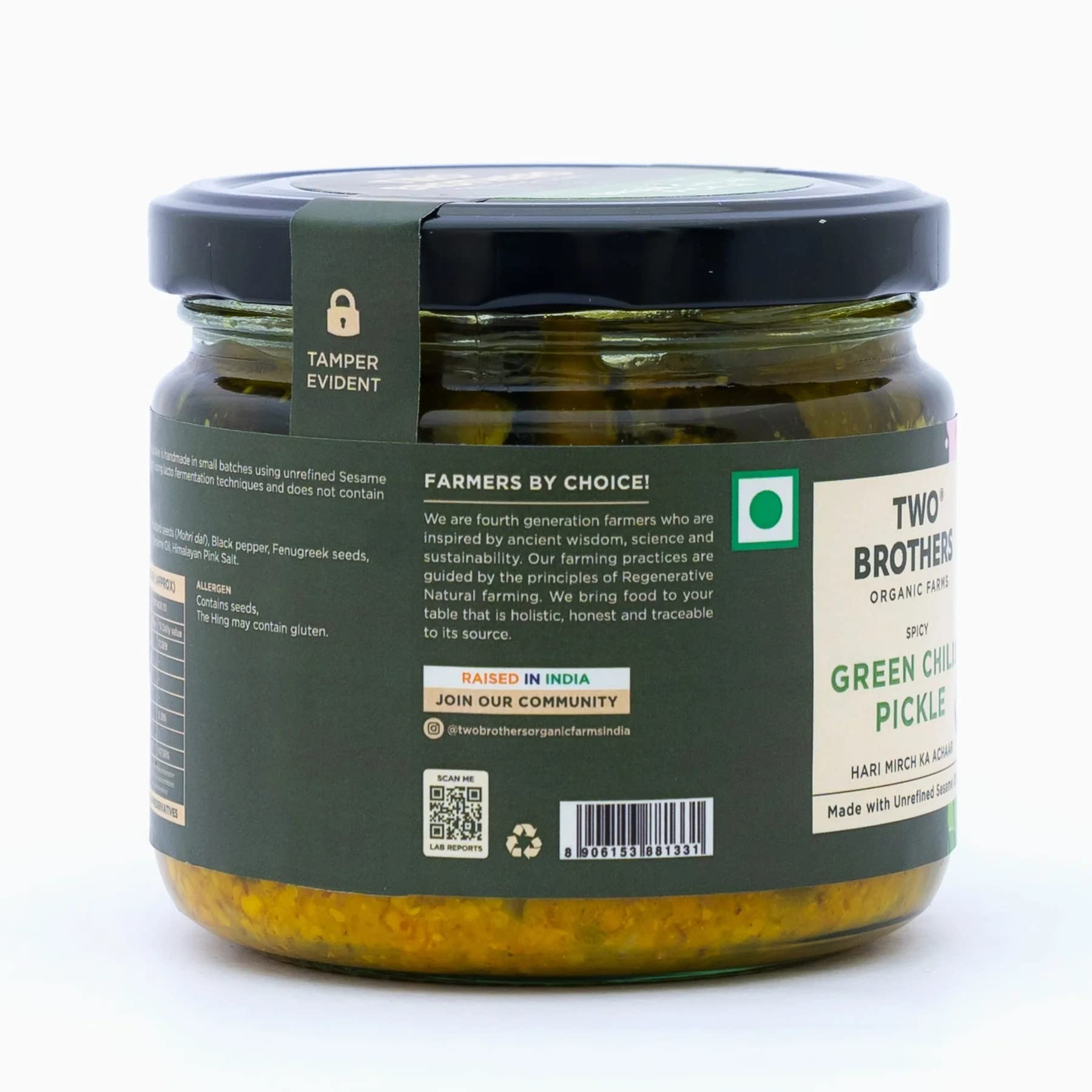 Two Brothers Organic Farms Spicy Green Chilly Pickle (300GM) - Image 6 thumbnail