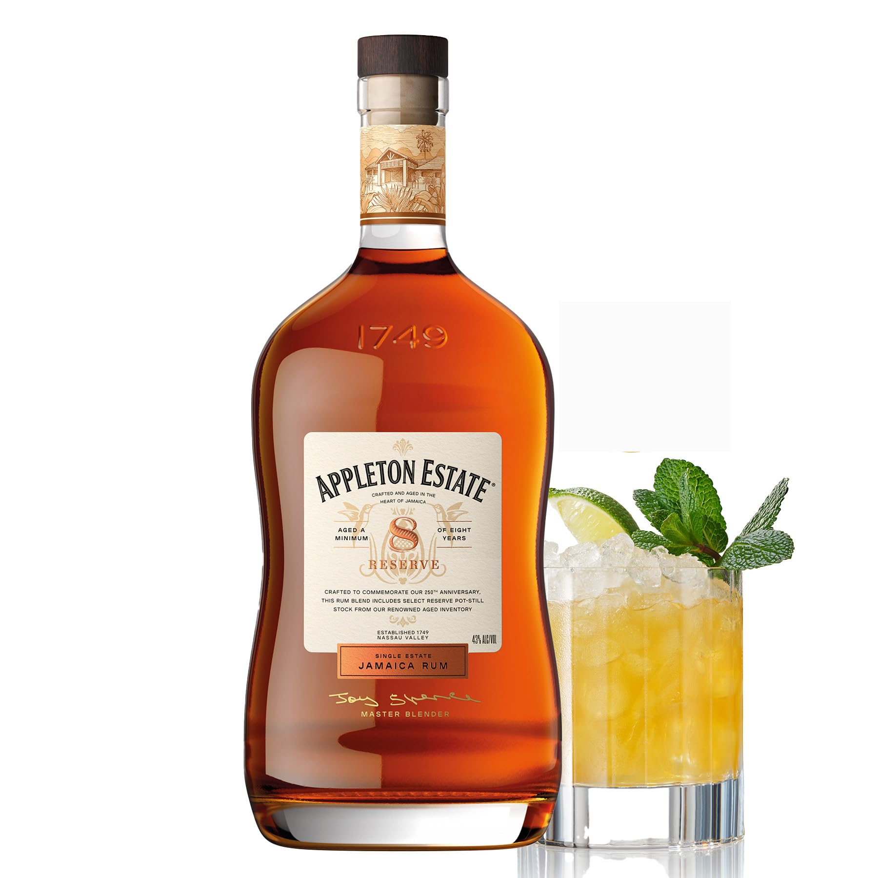 Appleton Estate Reserve Blend 8 Years Old - 8 Jahre gereifter, gold-brauner Jamaica Rum, zum pur Genießen oder für Cocktails - 1 x 0,7 l