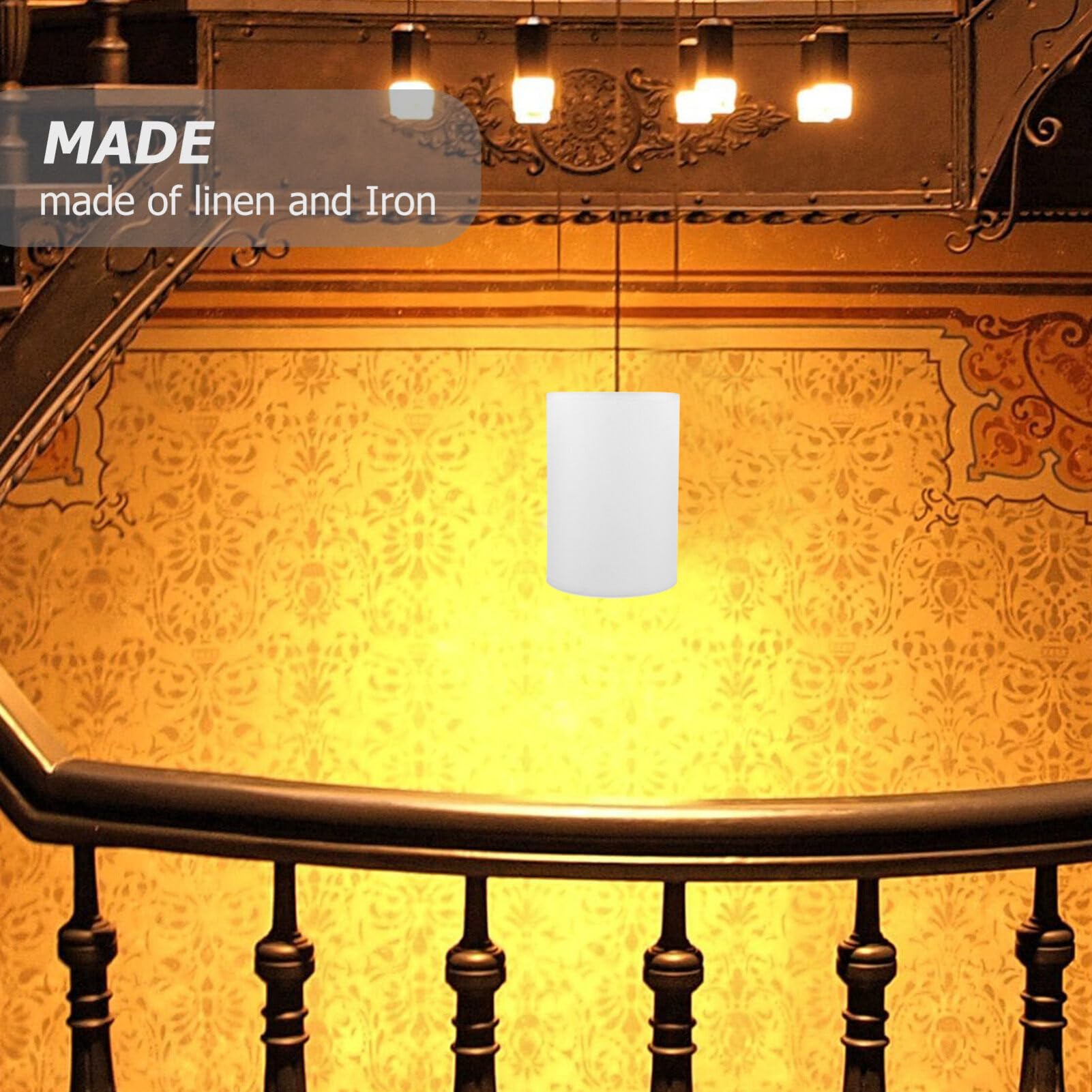 MAGICLULU Paralume Alto A Tamburo - E27 Paralume Cilindro In Lino Lino Naturale Realizzato A Mano Lampadario A Soffitto Per Lampada Da Tavolo Lampada Da Comodino Bianca