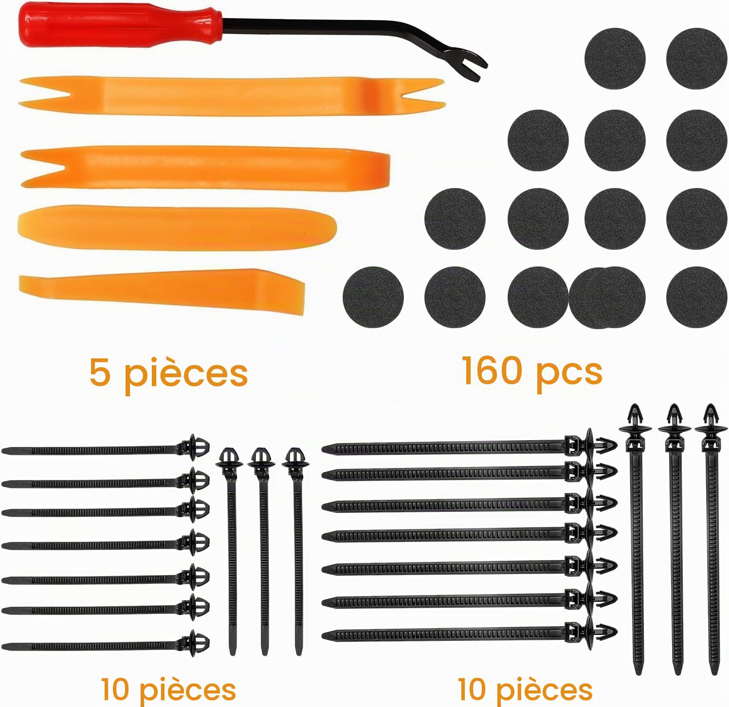 1105PCS Clips Voiture,lips Voiture Noir Universel Rivet Plastique Fixation,avec Outil de Démontage et Serre Câbles pour Auto Voitures Panneaux Portes Pare-Chocs