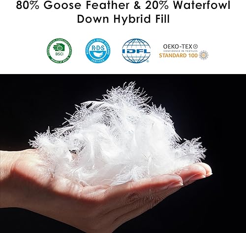 Miniatura 5 de Homemate Edredón de plumón de ganso tamaño California King, relleno de edredón gris para todas las estaciones, edredón de plumón de gran tamaño con