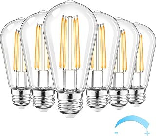 Vintage LED Edison Light Bulbs, 4000K 6 Pack Dimmable Shatterproof E26 | 6W = 60W Eq,Neutral white 600LM High Brightness, LED Filament Bulbs Decorative Light for Farmhouse, Bedroom, Living Room