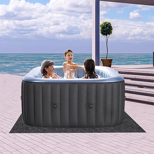 Miniatura 5 de Tapete inflable para bañera de hidromasaje, 74 x 72 pulgadas, reutilizable, lavable, protección del suelo de la piscina, protector de suelo duradero