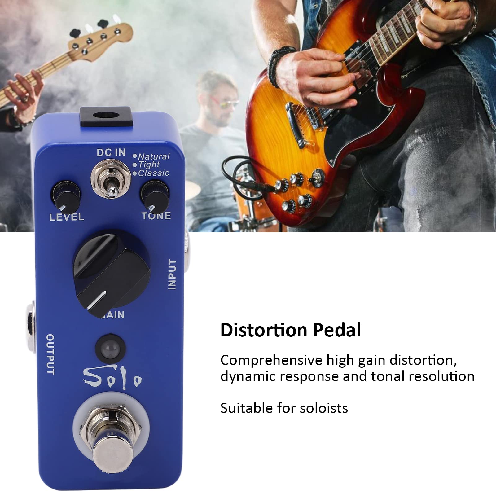 Distortion Pedal Metal Mini Effects High Gain Electric Guitar Effector 3 tryby MDS5 Compact All Metal Shell Niebieskofioletowy dla solistów gitarzystów
