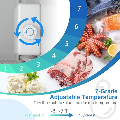 Miniatura 4 de KOTEK Mini congelador compacto de 3.0 pies cúbicos, congelador pequeño vertical con puerta individual reversible de acero inoxidable, termostato