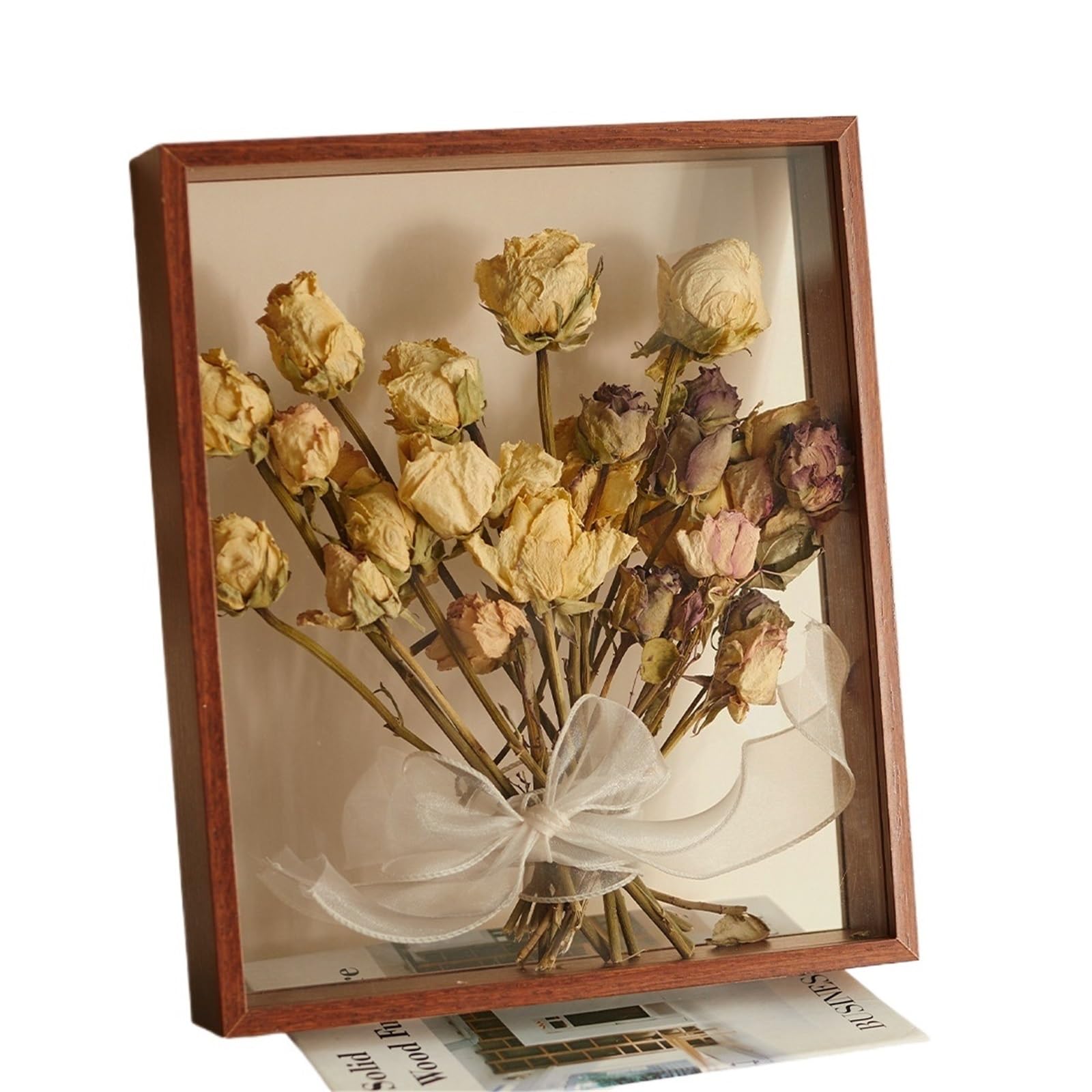 Shadow Box 4cm Deep Shadow Box Frames Bouquet Display Flower Case Deep for Crafts 3D Picture Memorabilia Memory Transparent Photo Frame(Claret photo frame,10X15cm 6inch)