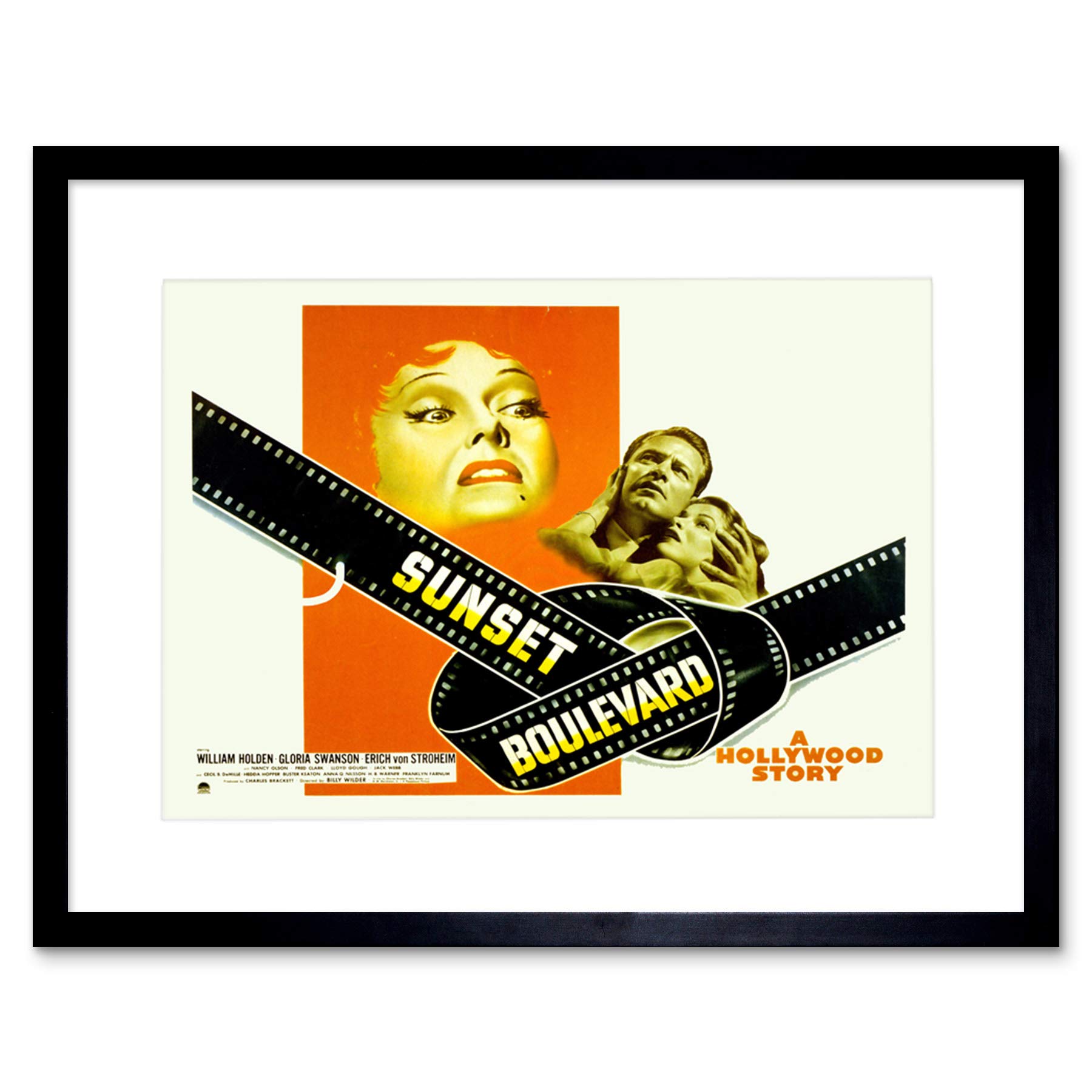 Wee Blue Coo MOVIE FILM SUNSET BOULEVARD NOIR SWANSON BLACK FRAMED ART PRINT PICTURE B12X5589