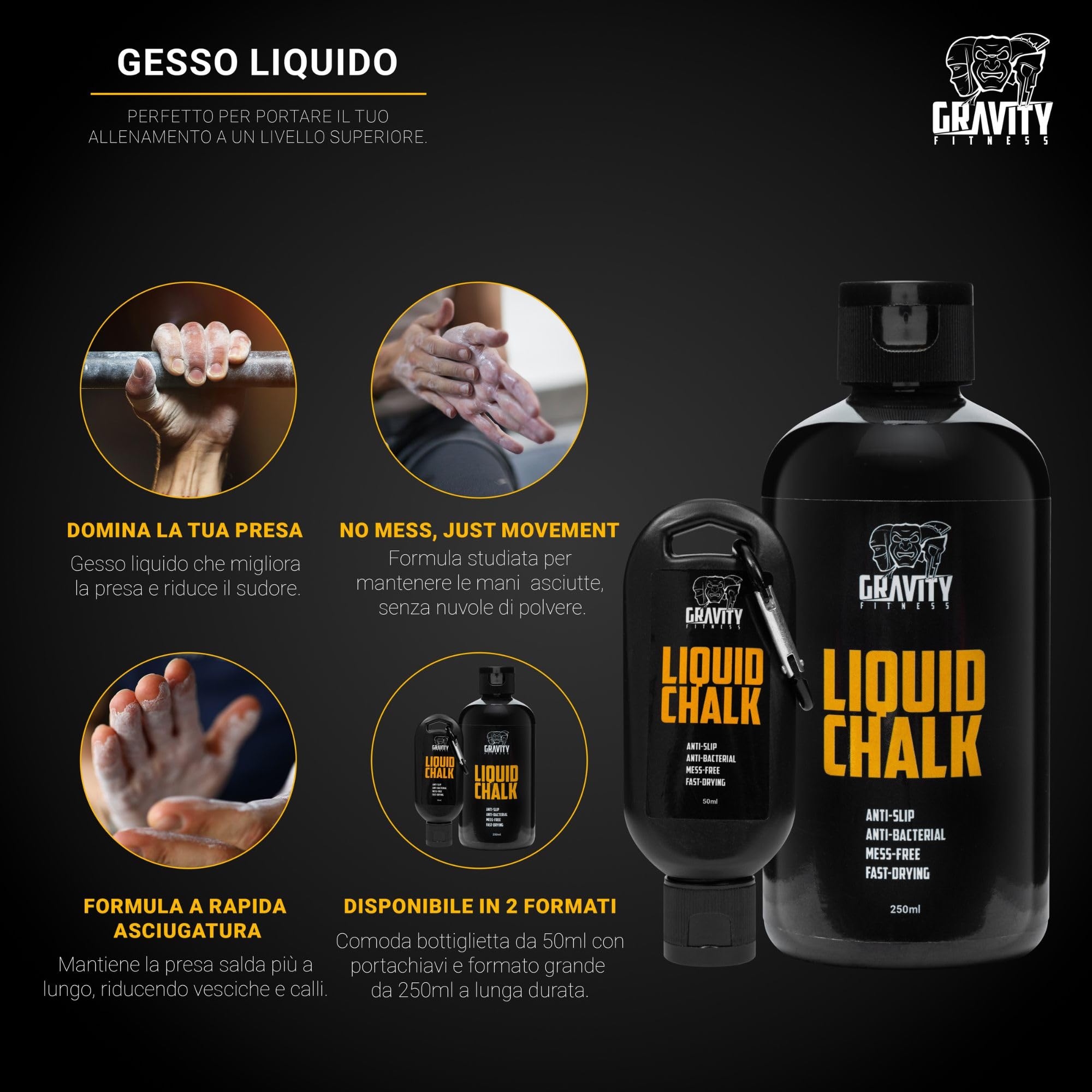 Gravity Fitness Gesso liquido per calisthenics, sollevamento pesi, arrampicata e tutti gli aspetti del fitness