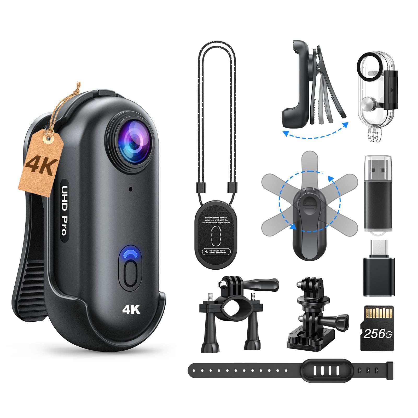 BOBLOV W4 4K Mini Body Camera, 256G Wearable Cam with Waterproof Case, Magnetic Clip, and Quick-Mount Accessories, 96 Minutes for Recording, Easy to Use for Lecture, Traveling, and Outdoors Activities-image-35