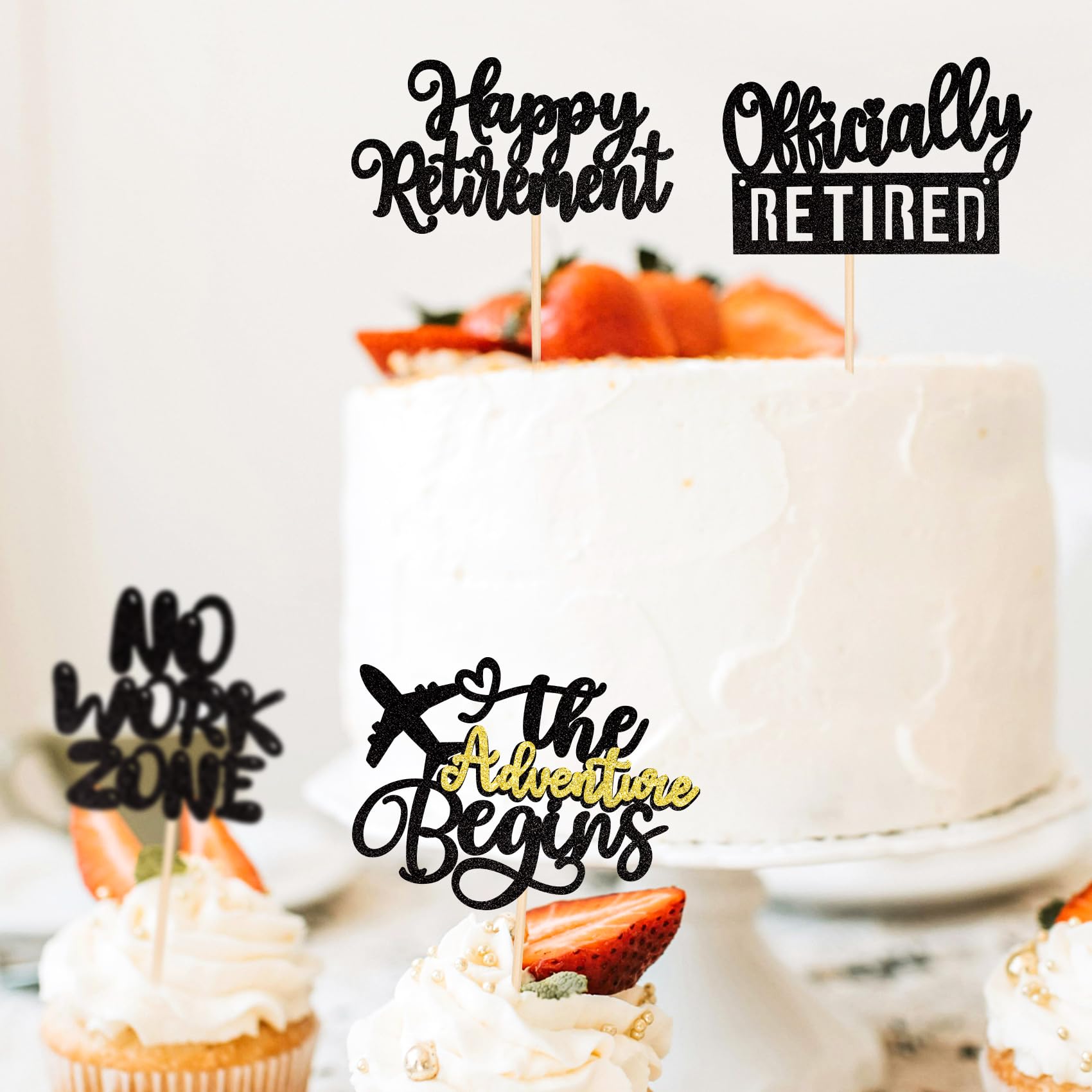 Gyufise 30 Topper Per Cupcake A Tema Pensionamento: Happy Retirement, Officially Retired, No Work Zone – Decorazioni Per Torte Rosa - 2