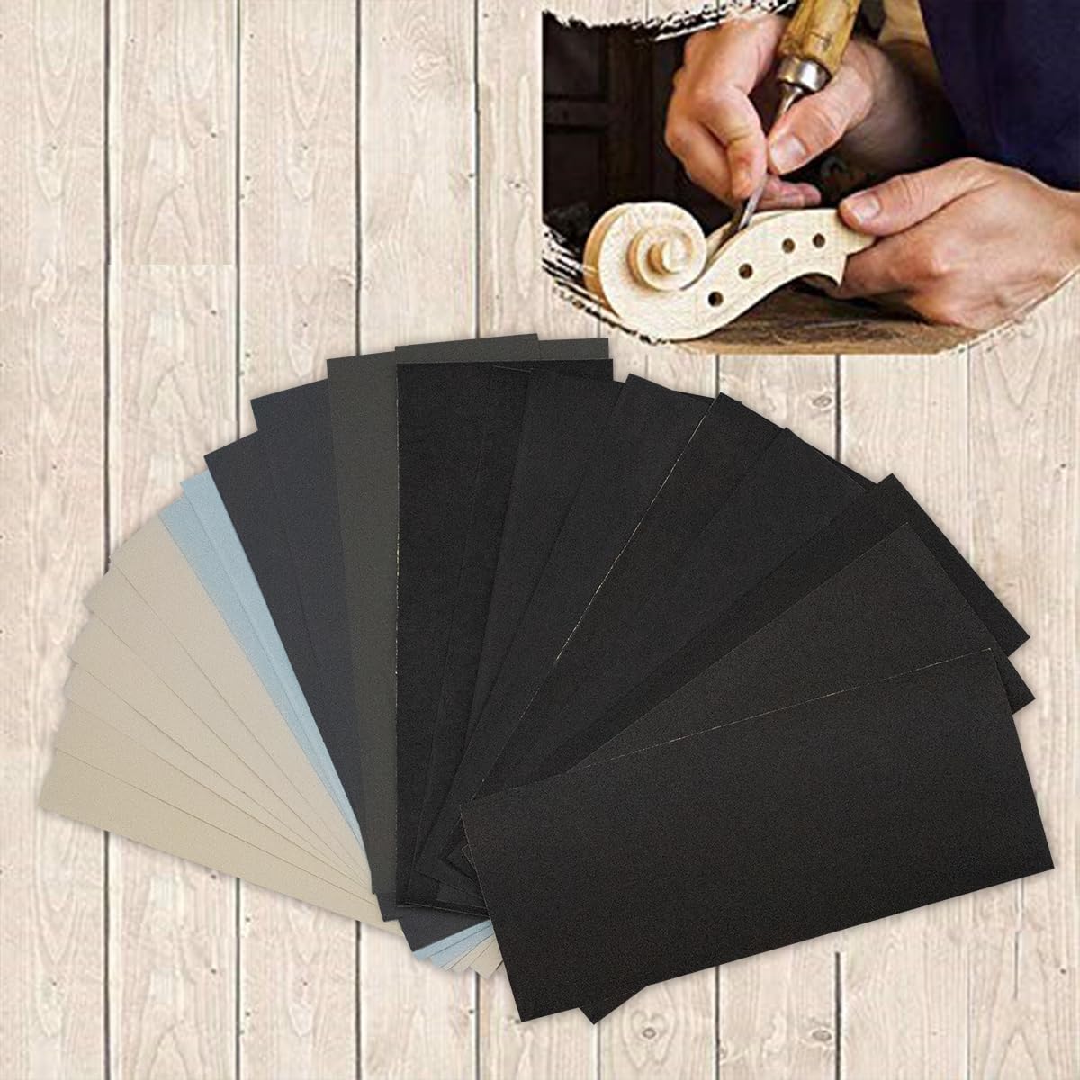 Papel de Lija,Juego de 24 hojas de lija ultrafina de grano 2000/3000/5000/7000/10000/20000 para uso en seco y húmedo, 9 x 3,6 Inch, adecuada para pulido de automóviles, metal y acabado