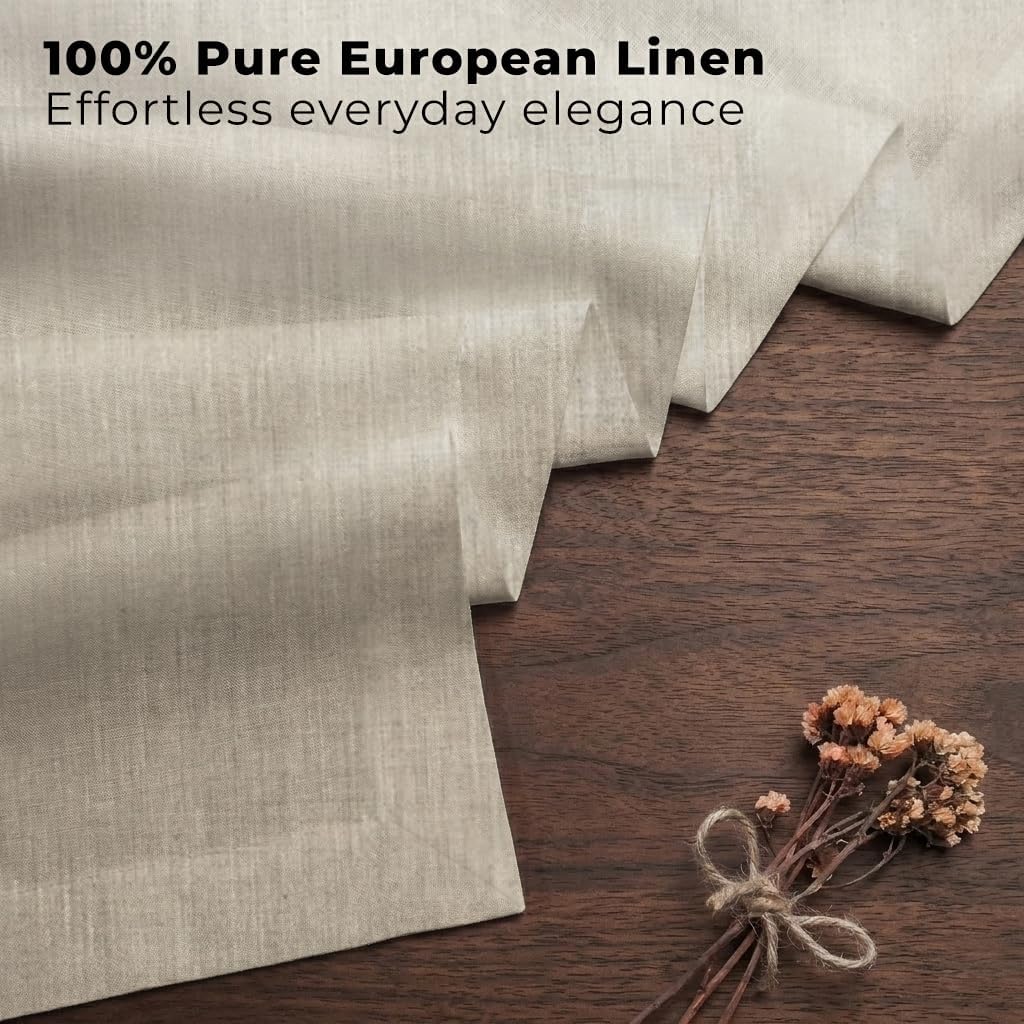 Classic Linen™ by D'Moksha Natural Table Runner 90 Inches Long, 100% Pure Linen, 14 x 90 Inch Table Runner for Dresser, Dining- Mothers Day, Spring, Summer