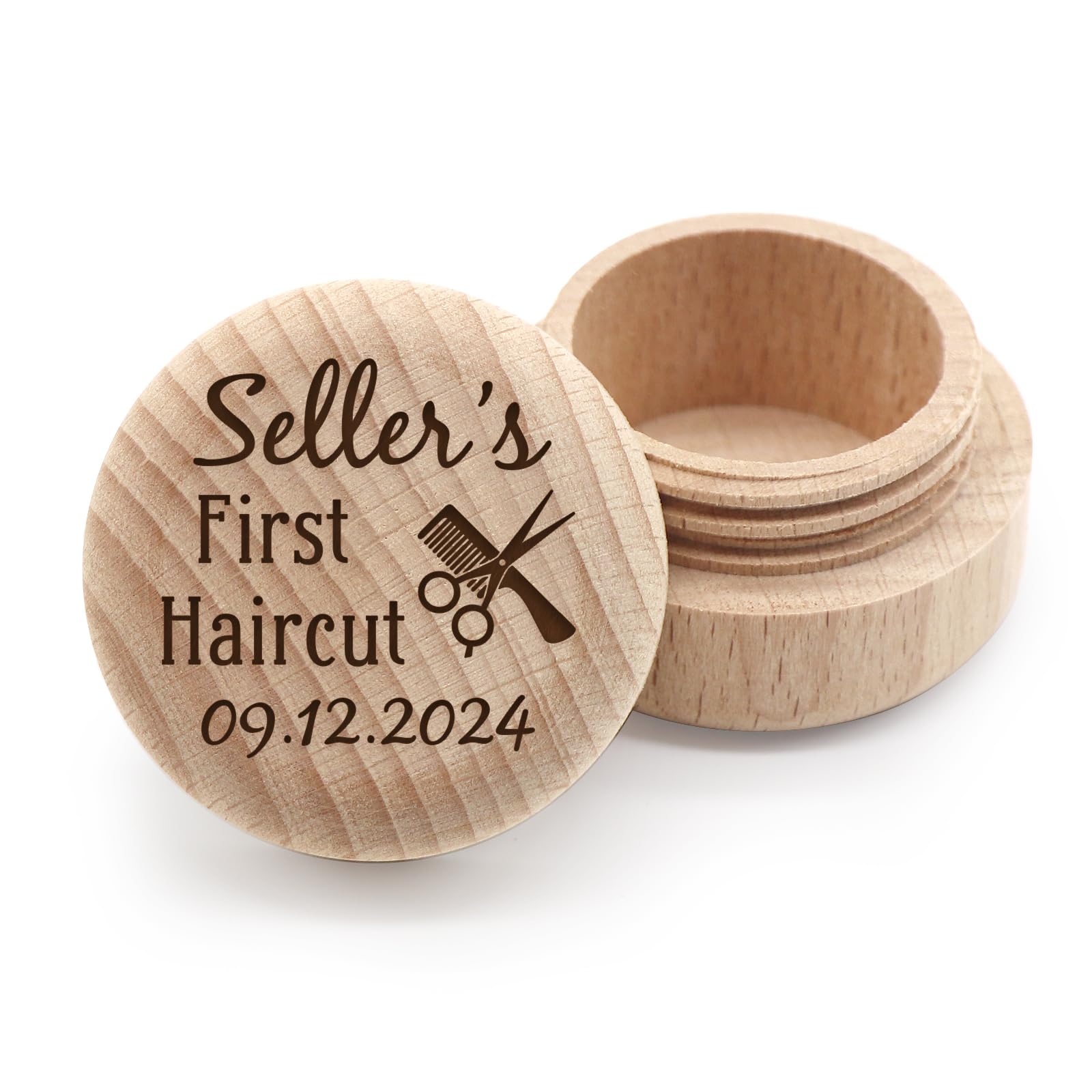 Liannan Custom Wooden First Haircut Curl Keepsake,Baby's First Curl Keepsake Box?My First Haircut Box (style 1)