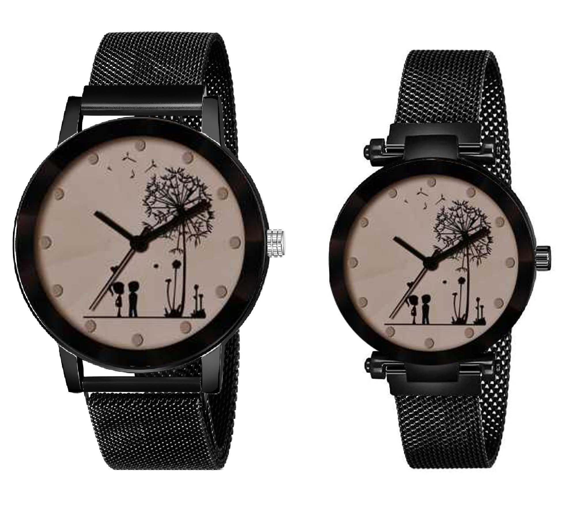 KIROH® Lover Tree Couple Watch Off White Dial Prism Cut Glass with Magnetic Metal Strap Analog Watch for Men and Women (B08P5RJXGW) Amazon Price History, Amazon Price Tracker