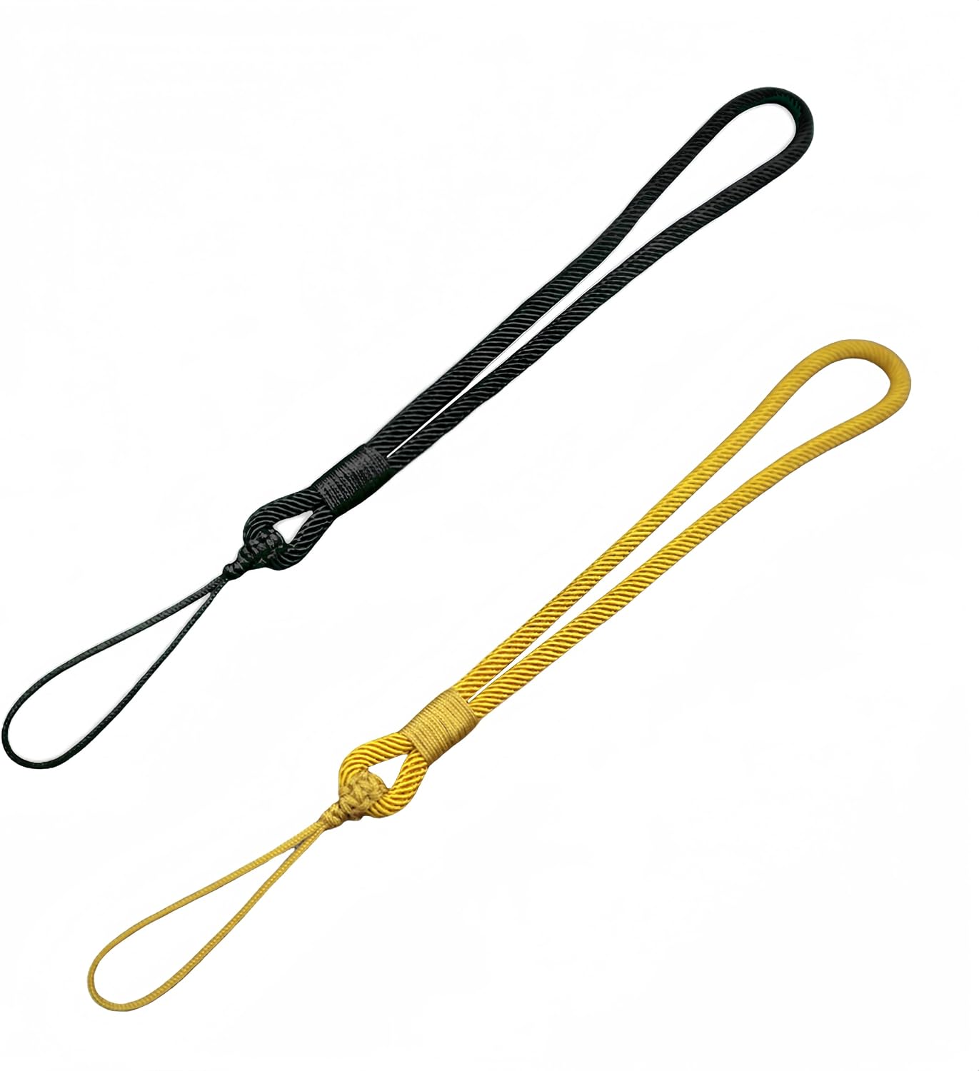 Cell Phone Lanyard Braided Phone Wrist Strap Mobile Wrist Lanyard Phone Chain Mobile Phone Strap 2 Pcs Black/Yellow