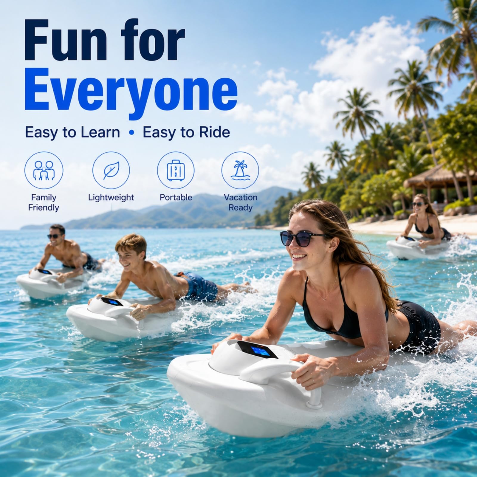 Tavola Da Surf Elettrica Portatile Per Adulti, Tavola Motorizzata Ad Alta Velocità Con 2 Modalità Di Velocità, Autonomia 60-120 Min, Peso Massimo 100 Kg, Tavola Hydrofoil Divertente Per Lago