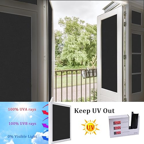 Miniatura 6 de DARUITE Película decorativa de privacidad para ventana, diseño de flores de luz y sombra, película esmerilada de arcoíris para ventana, anti-UV,