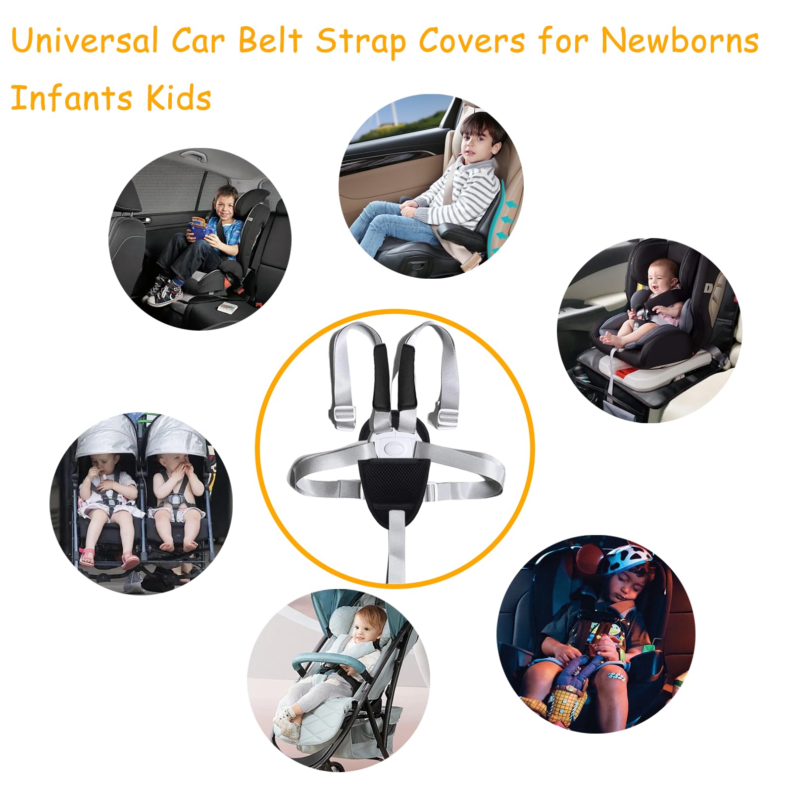 2 Pack Car Seat Crotch Cushion Universal Cushion Crotch Pads For Car Seat Comfort Cushion Car Seats Belt Strap Covers Black
