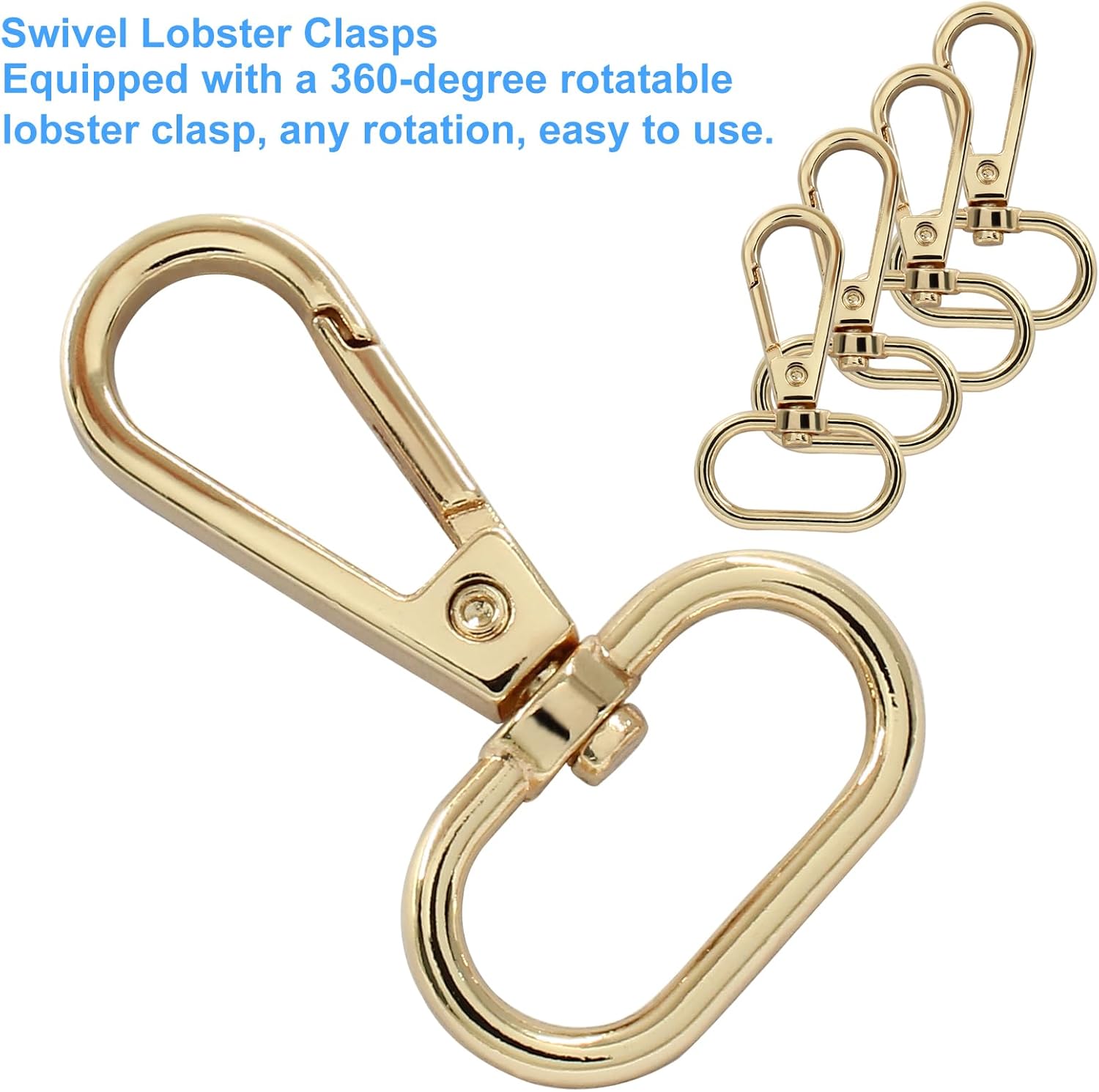 16 Pack Swivel Lobster Clasps, 1 Inch Gold Lobster Claw Clasps for Keychains, Oval Ring Swivel Snap Hooks Metal Lobster Clips for Purse, Snap Tabs, Craft Making - Image 4