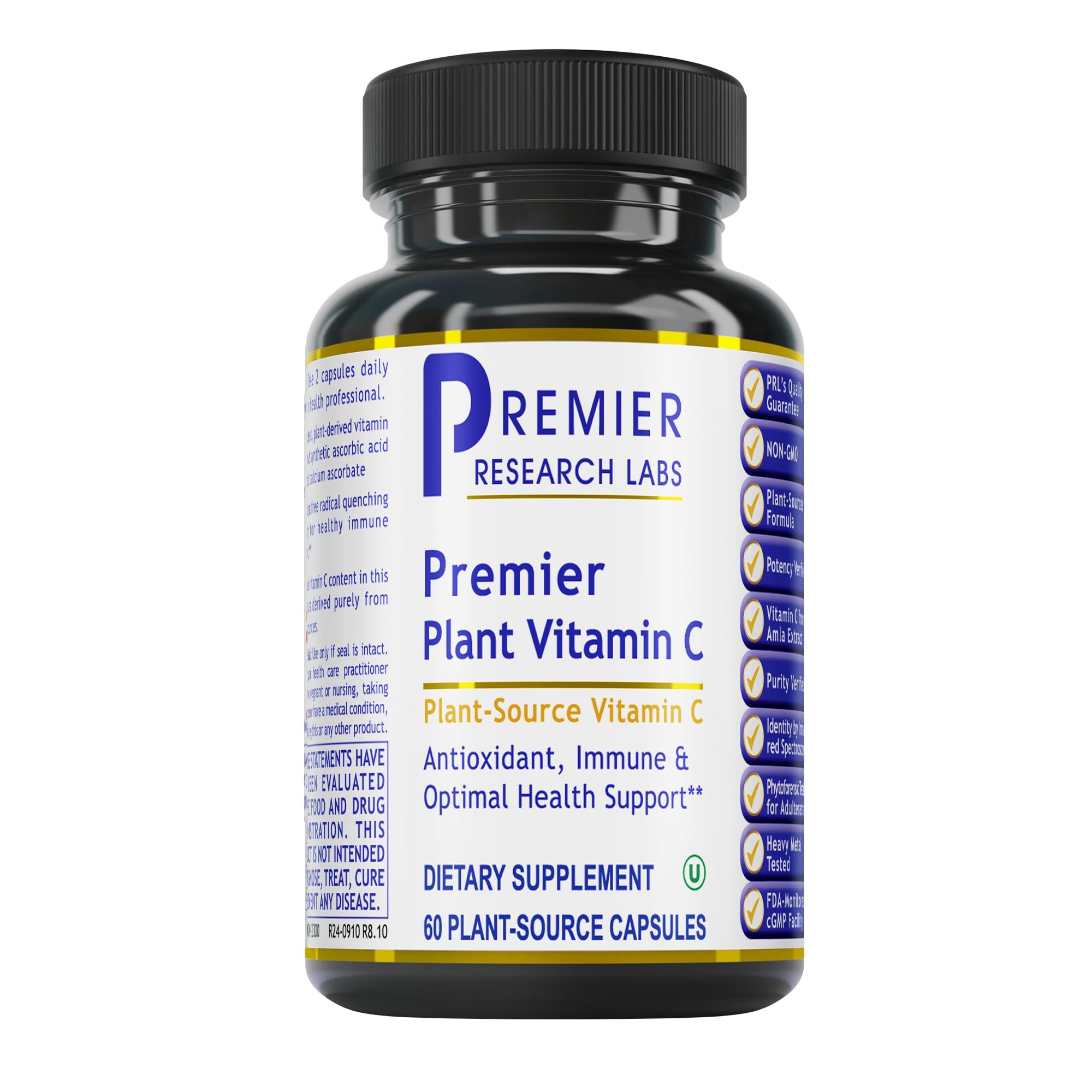 Premier Research LabsVitamin C Supplement - Natural Vitamin C, Whole Food Vitamin C, Essential C Complex, Pure with Bioflavonoids & Organic Ingredients - 60 Vegetarian Capsules