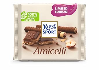 Ritter Sport Amicelli Milk Chocolate w/ Hazelnut Cream Filling & Wafer Pieces - 100g