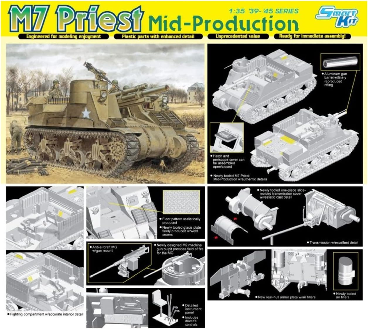 Dragon Models 1/35 M7 Priest Mid-Production Smart Kit